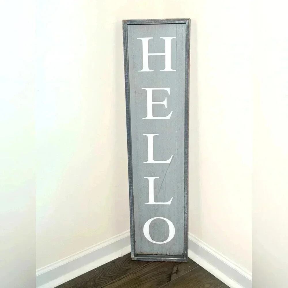 Must-Have Wooden Gray "HELLO" Welcome Sign – Perfect for Your Front Door!